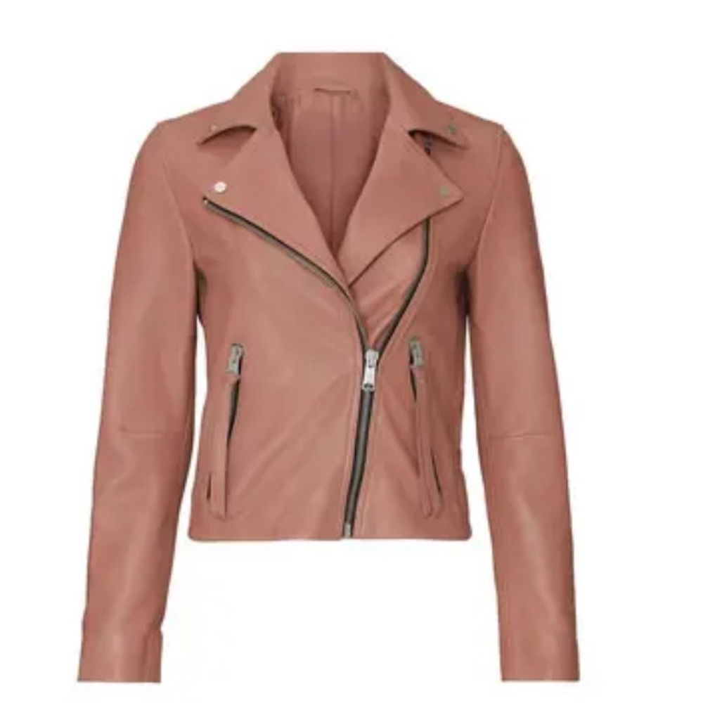 AllSaints Dalby Biker Jacket Pink US Sz 6